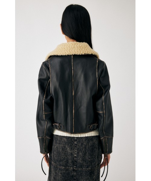 MOUSSY(マウジー)の「LEATHER COMPACT FLIGHT ジャケット(ライダースジャケット・レディース・ブラック・FREE)」の5枚目の写真