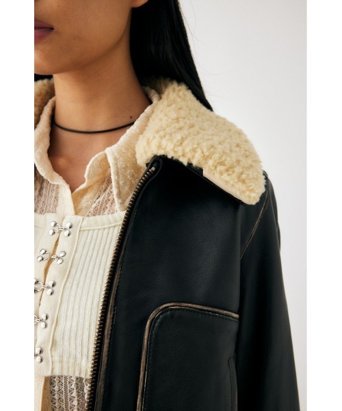 MOUSSY(マウジー)の「LEATHER COMPACT FLIGHT ジャケット(ライダースジャケット・レディース・ブラック・FREE)」の7枚目の写真