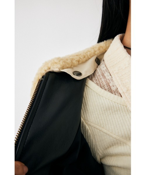 MOUSSY(マウジー)の「LEATHER COMPACT FLIGHT ジャケット(ライダースジャケット・レディース・ブラック・FREE)」の8枚目の写真