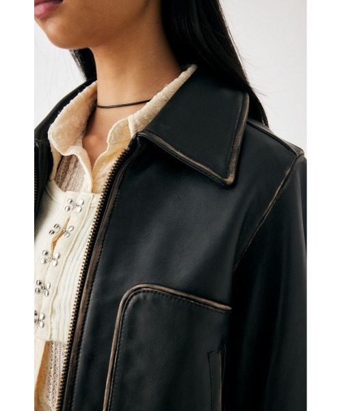 MOUSSY(マウジー)の「LEATHER COMPACT FLIGHT ジャケット(ライダースジャケット・レディース・ブラック・FREE)」の9枚目の写真