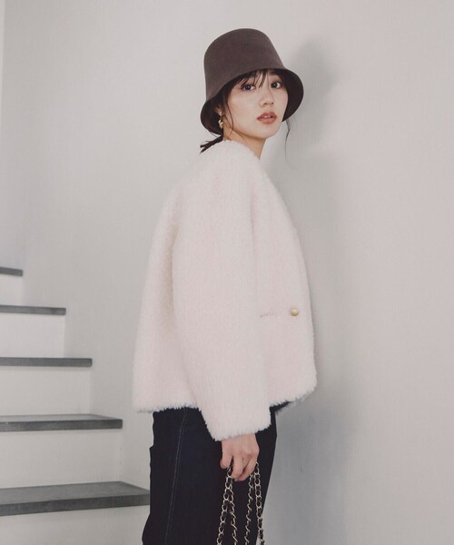 EDIT COLOGNE（エディットコロン）の「フェルトチューリップハット（ハット・レディース・ブラック/ブラウン・ﾌﾘ-）」の3枚目の写真