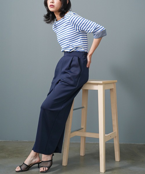 mili an deni(ミリアンデニ)の「スクーバ素材ワイドパンツ(その他パンツ・レディース・ブラック/ネイビー/ブラウン/モカ/アイボリー/ピンク・L/M)」の18枚目の写真