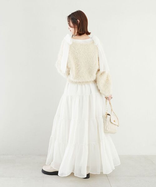 MAJESTIC LEGON（マジェスティックレゴン）の「【WEB限定XSサイズあり】シアーボリュームティアードスカート（スカート・レディース・アイボリー/ブラック/ベージュ・SMALL/MEDIUM/X-SMALL）」の9枚目の写真