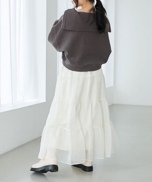 MAJESTIC LEGON（マジェスティックレゴン）の「【WEB限定XSサイズあり】シアーボリュームティアードスカート（スカート・レディース・アイボリー/ブラック/ベージュ・SMALL/MEDIUM/X-SMALL）」の17枚目の写真