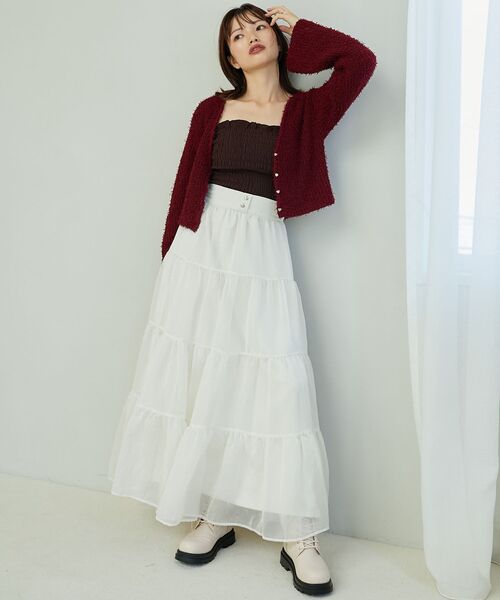 MAJESTIC LEGON（マジェスティックレゴン）の「【WEB限定XSサイズあり】シアーボリュームティアードスカート（スカート・レディース・アイボリー/ブラック/ベージュ・SMALL/MEDIUM/X-SMALL）」の18枚目の写真