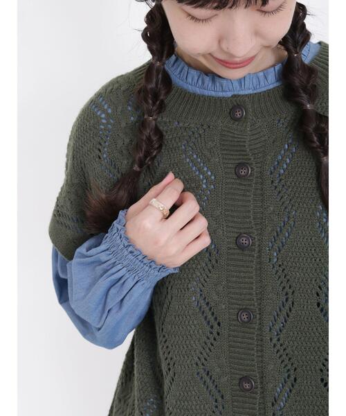 Samansa Mos2（サマンサ モスモス）の「透かしケーブル編み前後2WAYベスト（ベスト・レディース・グリーン/レッド/ブルー/ダークブラウン/キナリ・F）」の13枚目の写真