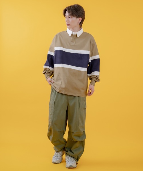 improves（インプローブス）の「オーバーサイズ 長袖 ラガーシャツ（ポロシャツ・メンズ・グリーン/ネイビー/ベージュ/ブラック・X-LARGE/MEDIUM/LARGE）」の16枚目の写真