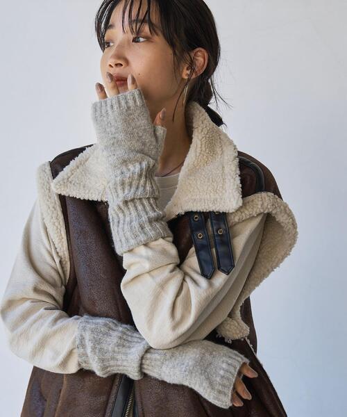 coen（コーエン）の「リブアームウォーマー（アームカバー・レディース・ダークグレー/レッド/ライトグレー・FREE）」の9枚目の写真