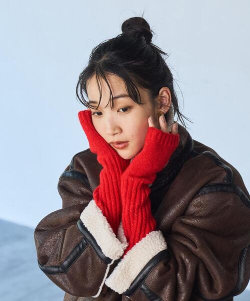 coen（コーエン）の「リブアームウォーマー（アームカバー・レディース・ダークグレー/レッド/ライトグレー・FREE）」の10枚目の写真