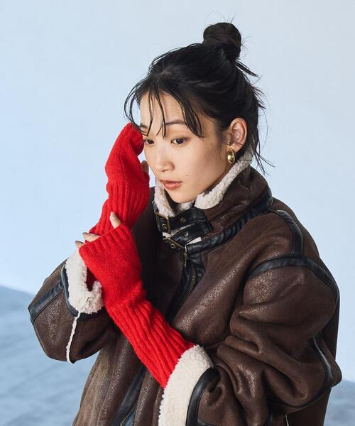 coen（コーエン）の「リブアームウォーマー（アームカバー・レディース・ダークグレー/レッド/ライトグレー・FREE）」の21枚目の写真