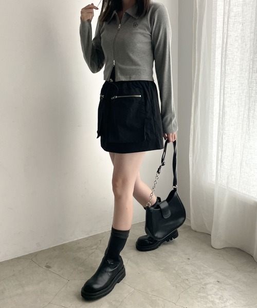 WEGO（ウィゴー）の「WEGO/アウトポケットナイロンミニスカパン（スカート・レディース・ブラック/グレー/カーキ・FREE）」の10枚目の写真