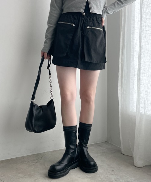 WEGO（ウィゴー）の「WEGO/アウトポケットナイロンミニスカパン（スカート・レディース・ブラック/グレー/カーキ・FREE）」の13枚目の写真