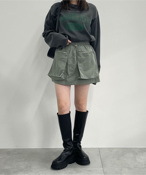 WEGO（ウィゴー）の「WEGO/アウトポケットナイロンミニスカパン（スカート・レディース・ブラック/グレー/カーキ・FREE）」の21枚目の写真