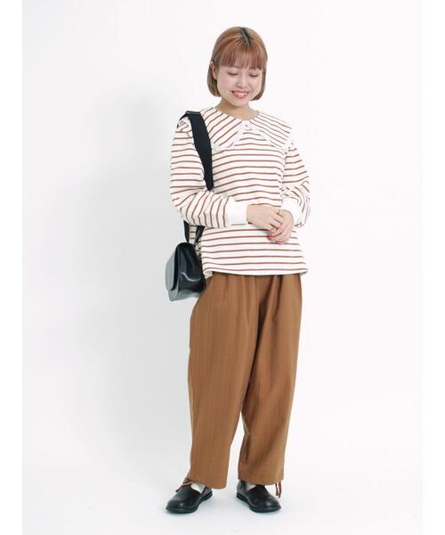 Samansa Mos2(サマンサ モスモス)の「ヘリンボーンストレッチ裾ドロストパンツ(その他パンツ・レディース・チャコールグレー/キナリ/ブラウン・F)」の10枚目の写真