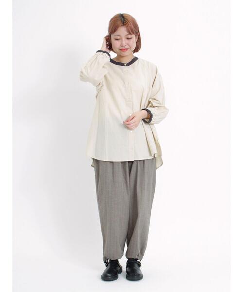 Samansa Mos2(サマンサ モスモス)の「ヘリンボーンストレッチ裾ドロストパンツ(その他パンツ・レディース・チャコールグレー/キナリ/ブラウン・F)」の6枚目の写真