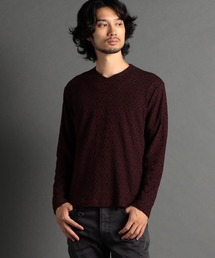 HIDEAWAYS NICOLE（ハイダウェイニコル）の「幾何学柄風ジャガードＶネックプルオーバー（Tシャツ/カットソー）」