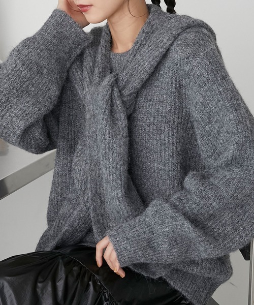 forksy.（フォルクシー）の「【forksy.】2SET肩掛けニットプルオーバー