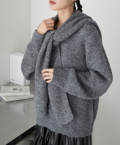 美品✨14万 フォクシー ダブルジップスレンダードレス スクエアネック グレー rienda（リエンダ）の「スクエアネックビスチェニットトップス（ニット