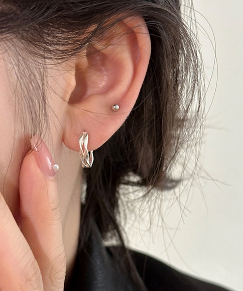 セール】【Bz】ダブルツイストリングミニフープピアス/ペア(RZ