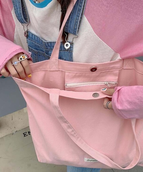 VIBGYOR Women（ヴィブジョー　ウィメン）の「【urge select】シンプル ナチュラルカラー トートバッグ【A4サイズ収納可能】（トートバッグ・レディース・ピンク/グリーン/アイボリー/グレー・FREE）」の4枚目の写真