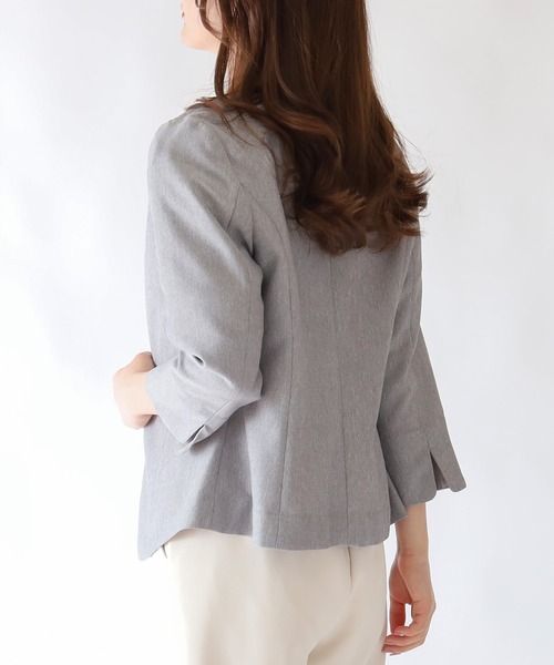 TRUDEA(トルディア)の「カチオンカラーレスジャケット(ノーカラージャケット・レディース・ブラック/ライトグレー・LARGE/MEDIUM)」の6枚目の写真