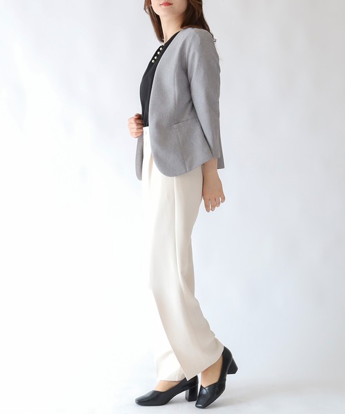 TRUDEA(トルディア)の「カチオンカラーレスジャケット(ノーカラージャケット・レディース・ブラック/ライトグレー・LARGE/MEDIUM)」の10枚目の写真