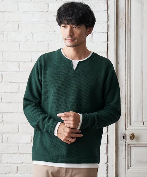 ikka（イッカ）の「ワッフルキーネックレイヤード（Tシャツ/カットソー・メンズ・グリーン/ブルー/ブラック/グレー/ベージュ・XL/S/L/M）」の11枚目の写真