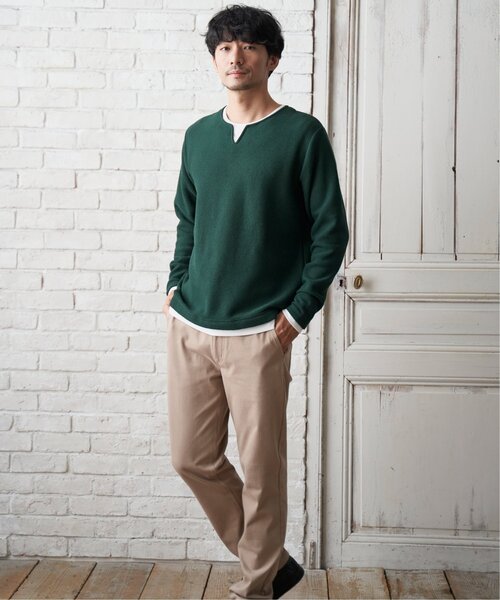 ikka（イッカ）の「ワッフルキーネックレイヤード（Tシャツ/カットソー・メンズ・グリーン/ブルー/ブラック/グレー/ベージュ・XL/S/L/M）」の13枚目の写真
