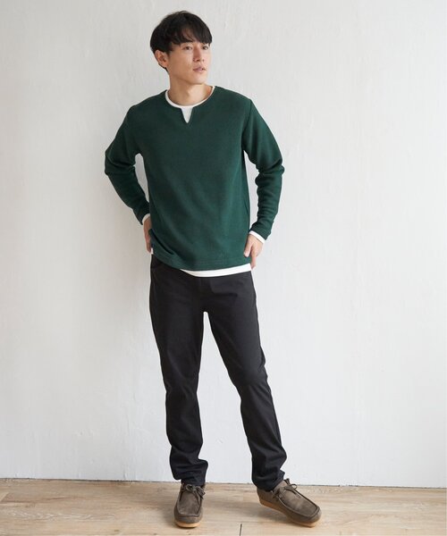 ikka（イッカ）の「ワッフルキーネックレイヤード（Tシャツ/カットソー・メンズ・グリーン/ブルー/ブラック/グレー/ベージュ・XL/S/L/M）」の17枚目の写真