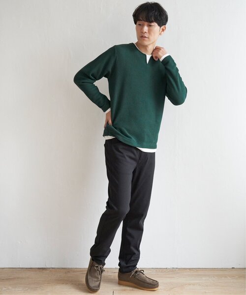 ikka（イッカ）の「ワッフルキーネックレイヤード（Tシャツ/カットソー・メンズ・グリーン/ブルー/ブラック/グレー/ベージュ・XL/S/L/M）」の18枚目の写真