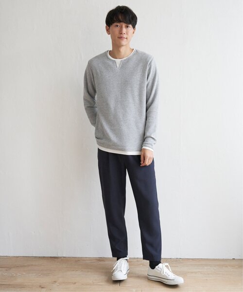 ikka（イッカ）の「ワッフルキーネックレイヤード（Tシャツ/カットソー・メンズ・グリーン/ブルー/ブラック/グレー/ベージュ・XL/S/L/M）」の19枚目の写真