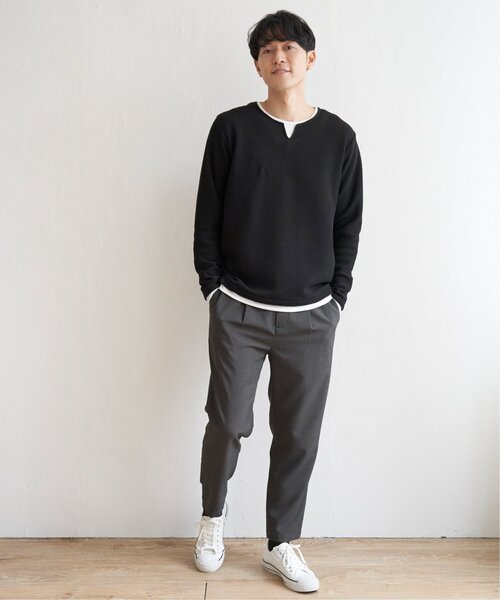 ikka（イッカ）の「ワッフルキーネックレイヤード（Tシャツ/カットソー・メンズ・グリーン/ブルー/ブラック/グレー/ベージュ・XL/S/L/M）」の21枚目の写真