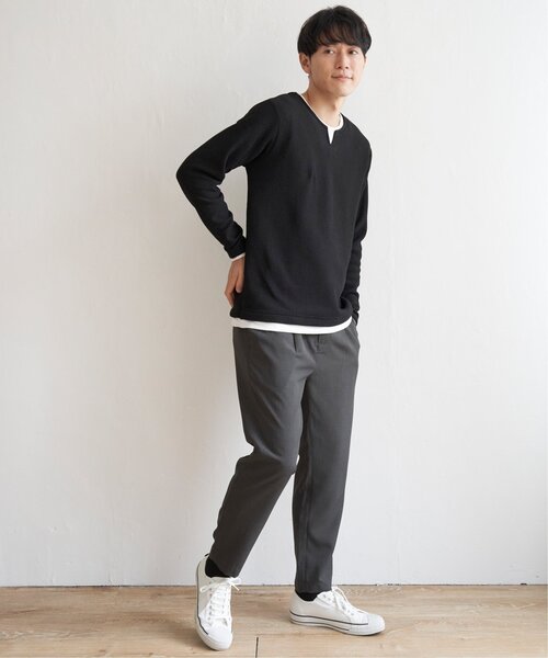 ikka（イッカ）の「ワッフルキーネックレイヤード（Tシャツ/カットソー・メンズ・グリーン/ブルー/ブラック/グレー/ベージュ・XL/S/L/M）」の22枚目の写真