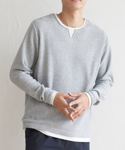 ikka（イッカ）の「ワッフルキーネックレイヤード（Tシャツ/カットソー・メンズ・グリーン/ブルー/ブラック/グレー/ベージュ・XL/S/L/M）」の3枚目の写真