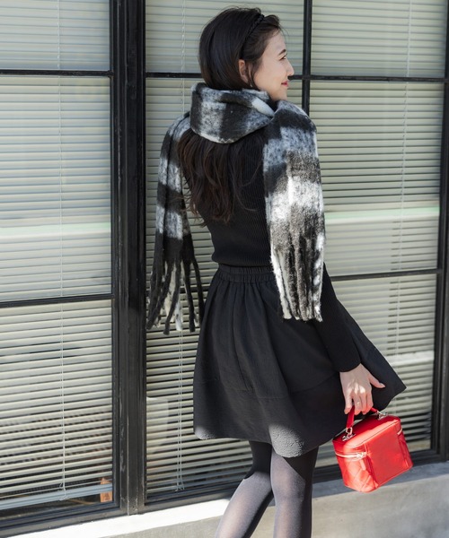 coca(coca)(コカ)の「【WEB限定セール】モヘヤタッチチェックマフラー(マフラー・レディース・A/C/B・ONE SIZE)」の7枚目の写真