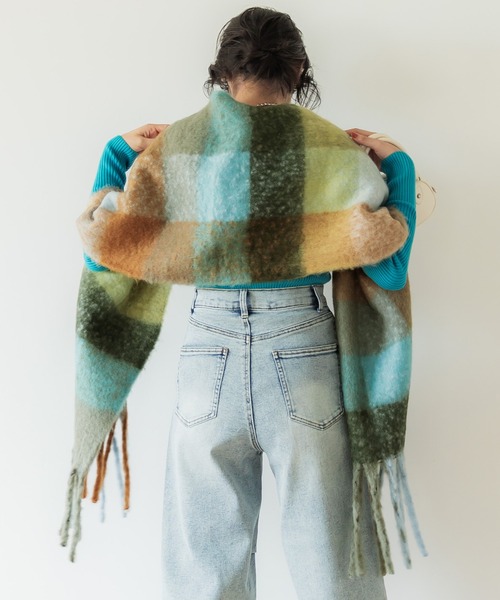 coca(coca)(コカ)の「【WEB限定セール】モヘヤタッチチェックマフラー(マフラー・レディース・A/C/B・ONE SIZE)」の14枚目の写真