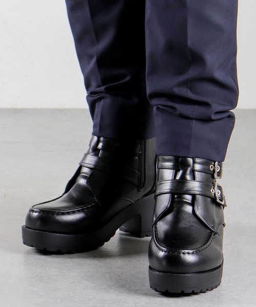 LOVEHUNTER（ラブハンター）の「大きいサイズ　厚底ハイヒール 3ベルトブーツ(1639M)/Love Hunter（ブーツ・メンズ・ブラック・41/43/45）」の6枚目の写真