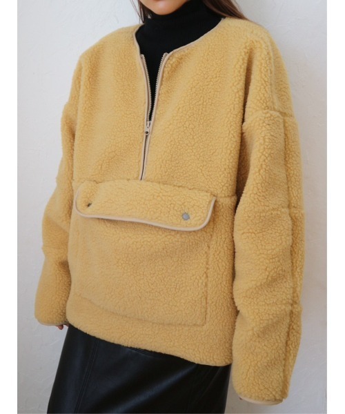 TRUNC（トランクエイティーエイト）の「Big Pocket Boa Pullover（その他アウター・レディース・アイボリー/ブラック/イエロー・FREE）」の5枚目の写真