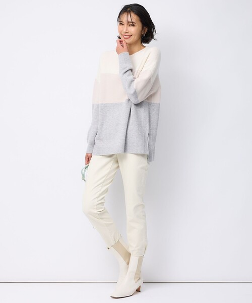 23区(ニジュウサンク)の「【洗える】ウールカシミヤ カラーブロック ニット(ニット/セーター・レディース・ピンク系1/アイボリー系1/スモーキーグリーン系1/ブラック系1・38)」の6枚目の写真