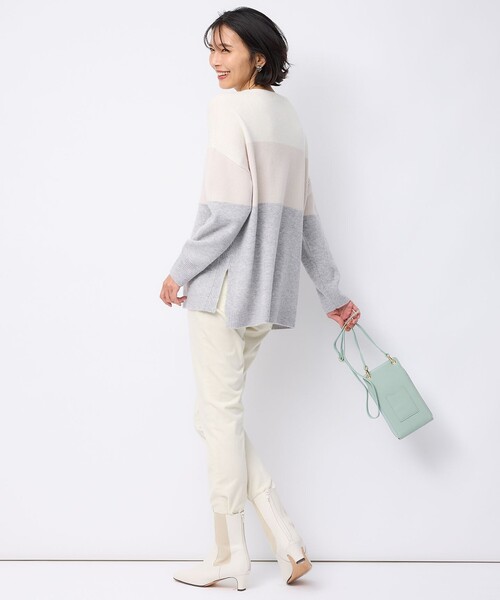23区(ニジュウサンク)の「【洗える】ウールカシミヤ カラーブロック ニット(ニット/セーター・レディース・ピンク系1/アイボリー系1/スモーキーグリーン系1/ブラック系1・38)」の7枚目の写真