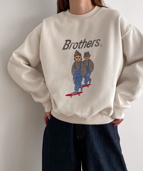 CANAL JEAN(キャナルジーン)の「El mar Brothers裏起毛トレーナー(スウェット・レディース・ライトグレー/アイボリー・ONE SIZE)」の2枚目の写真