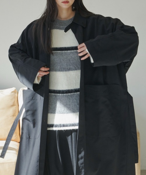 Libra Cue(リブラ キュー)の「オーバールーズビックポケットコート(トレンチコート・レディース・ベージュ/ブラック・FREE)」の16枚目の写真