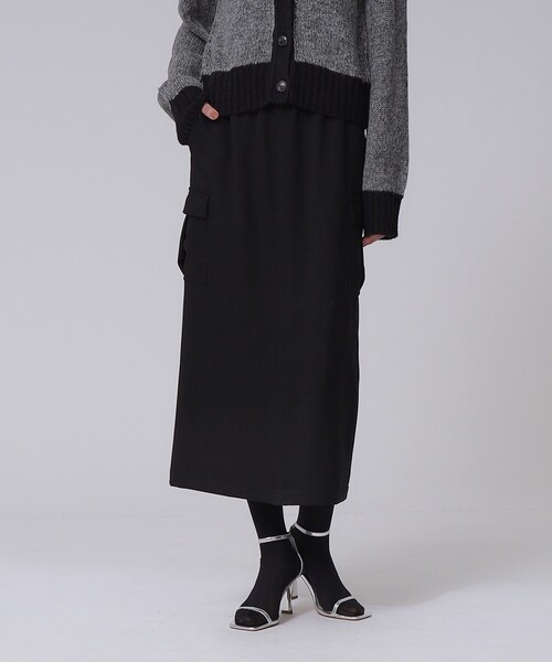 GALLEST（ギャレスト）の「ウールサージカーゴスカート（スカート・レディース・ブラック/ベージュ/グレー・40/38/36/05）」の5枚目の写真