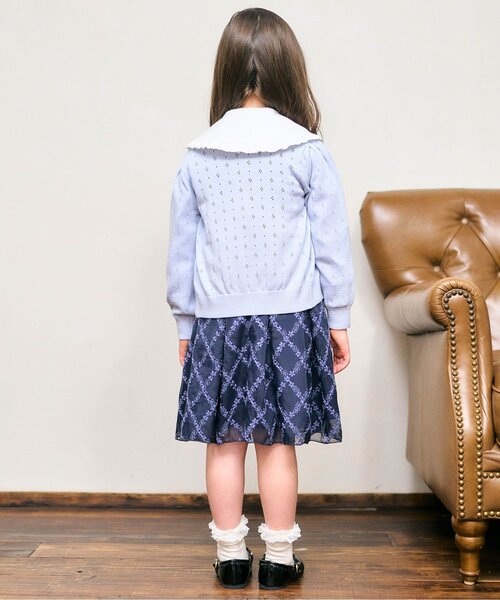 apres les cours(アプレレクール)の「【フォーマル対応】フリル衿2WAYカーディガン(カーディガン/ボレロ・キッズ・サックスブルー/オフホワイト・110/140/130/90/120/100/80)」の5枚目の写真