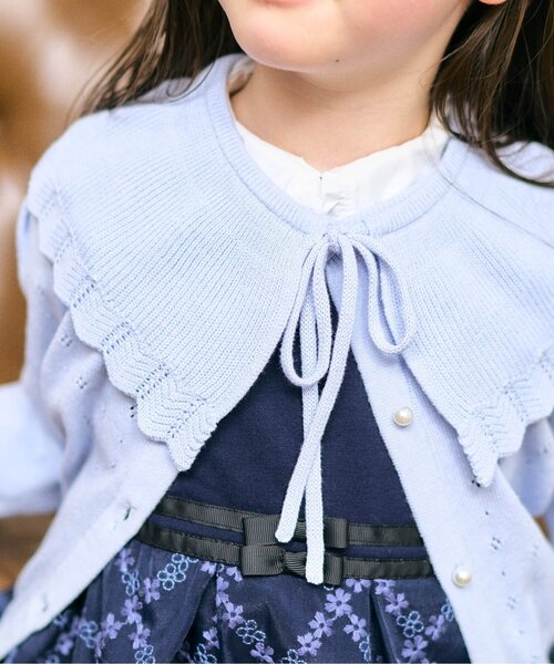 apres les cours(アプレレクール)の「【フォーマル対応】フリル衿2WAYカーディガン(カーディガン/ボレロ・キッズ・サックスブルー/オフホワイト・110/140/130/90/120/100/80)」の7枚目の写真