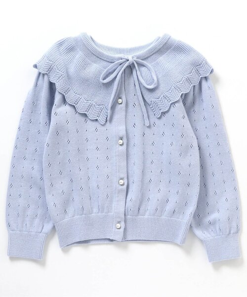 apres les cours(アプレレクール)の「【フォーマル対応】フリル衿2WAYカーディガン(カーディガン/ボレロ・キッズ・サックスブルー/オフホワイト・110/140/130/90/120/100/80)」の8枚目の写真