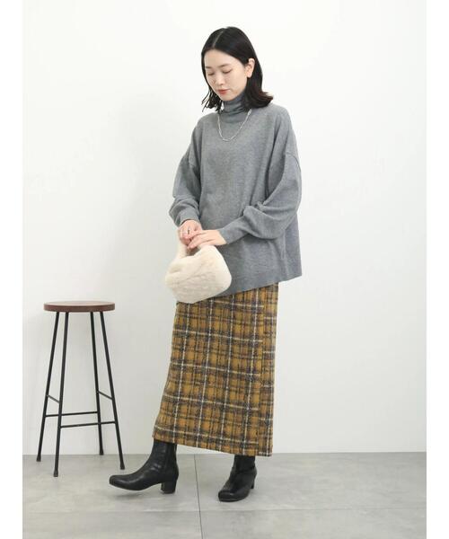 Samansa Mos2 blue（サマンサモスモスブルー）の「ツイードチェックタイトスカート（スカート・レディース・ベージュ/マスタード/グレー・F）」の13枚目の写真