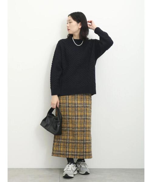 Samansa Mos2 blue（サマンサモスモスブルー）の「ツイードチェックタイトスカート（スカート・レディース・ベージュ/マスタード/グレー・F）」の17枚目の写真
