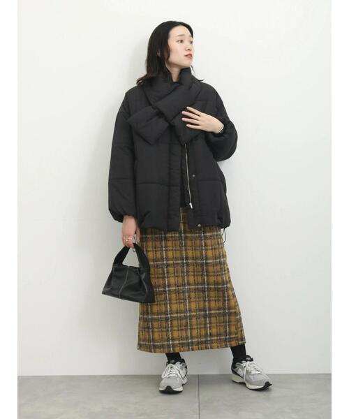 Samansa Mos2 blue（サマンサモスモスブルー）の「ツイードチェックタイトスカート（スカート・レディース・ベージュ/マスタード/グレー・F）」の5枚目の写真