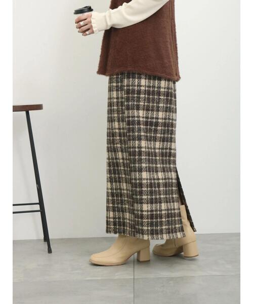 Samansa Mos2 blue（サマンサモスモスブルー）の「ツイードチェックタイトスカート（スカート・レディース・ベージュ/マスタード/グレー・F）」の22枚目の写真